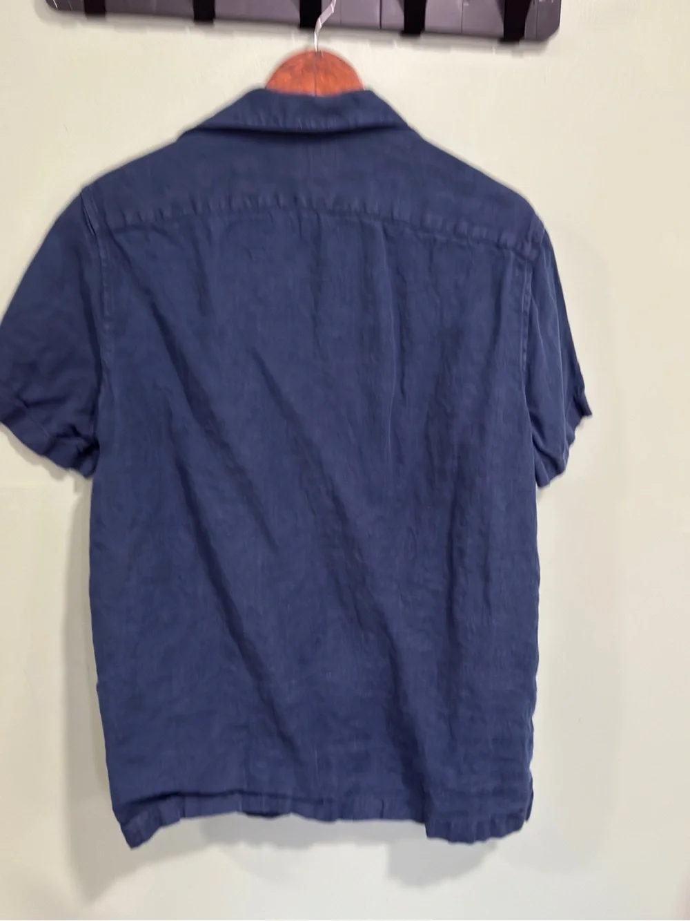 J.Crew Irish Linen Short Sleeve Button Up in Navy
